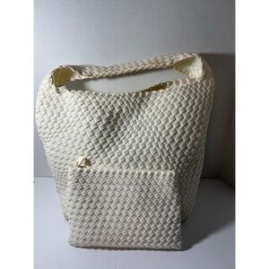 Ah.dorned Elegant Cream Woven Tote Bag